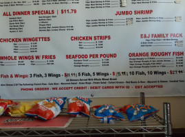 E J Seafood menu