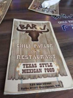 J Chili Parlor menu