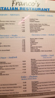 Franco's Italian Resturant menu
