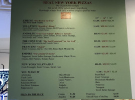 Johnny's Real New York Pizza menu
