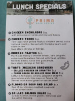 Prima Baja Cocina menu