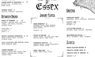 Sons Of Essex menu
