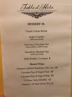 Table D'hote menu