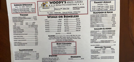 Woody's Wings 2 Bennett menu