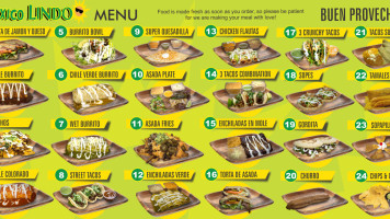 Cocina Mexico Lindo menu