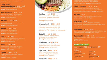 Pronto Salads menu