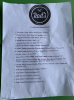 Rad's menu