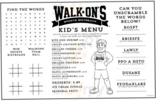 Walk On's Sports Bistreaux Metairie menu