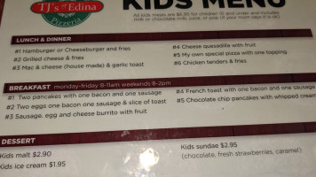 Tj's Of Edina menu
