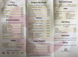 Tribos Peri Peri menu