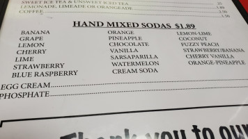Walker's Soda Fountain menu