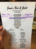 Jono's Grill menu