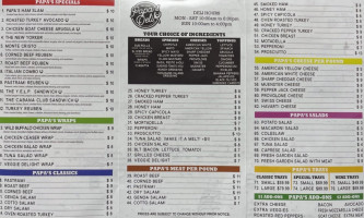 Papa's Deli menu