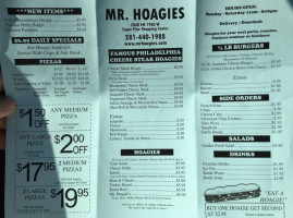 Mr. Hoagies menu