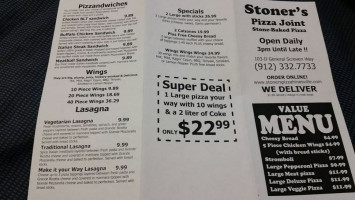 Zoner's Pizza, Wings And Waffles menu