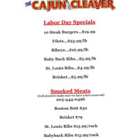 The Cajun Cleaver menu