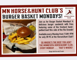 Minnesota Horse And Hunt Club menu