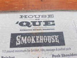 House Of Que menu