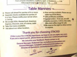 Stacks menu