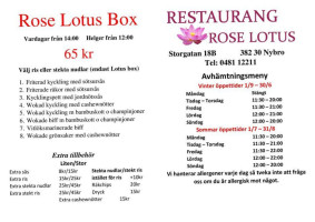 Restaurang Rose Lotus Handelsbolag menu