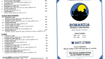 Romanzia Ronnebypizza.se menu