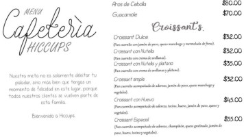 Cafeteria Hiccups menu