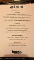 Bocca Restaurante&bar menu