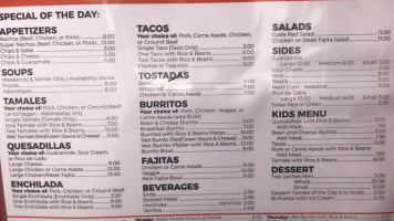 Mariana's Tamales menu