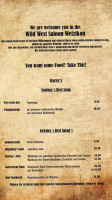 The Western Saloon menu