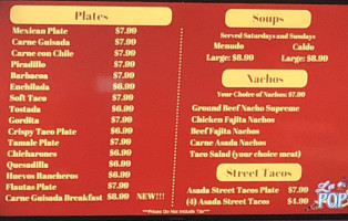 La Pop's menu