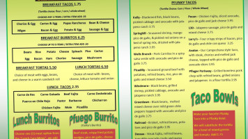Pflugerville Taco House menu