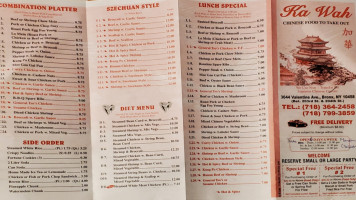 Kawah Chinese menu
