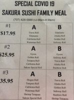 Sakura Sushi menu