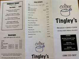 Tingley's menu