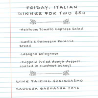 Elo's Italian menu