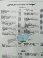 Asador Cueva De Las Brujas menu