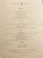 The Postern Grille menu