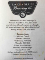 Lake Bluff Brewing Company menu