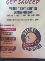Baldy's Barbecue menu