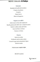 Cafeteria El Rallye menu