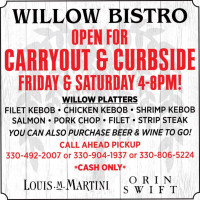 Willow Bistro menu