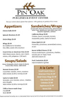 Pin Oaks Pub Links Event Center menu