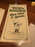Tony's Pizzeria And Family menu