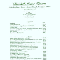 Randall Manor Tavern menu