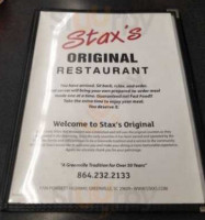 Stax's Original menu