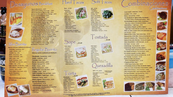 Tony's Mexican Food menu