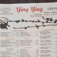 Ying Ying Chinese Food menu