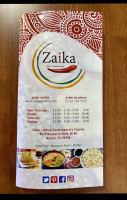 Zaika Indian Cuisine menu