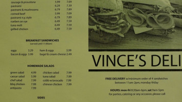 Vince's Deli menu