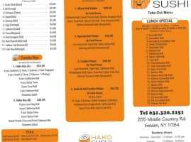 Hako Sushi menu